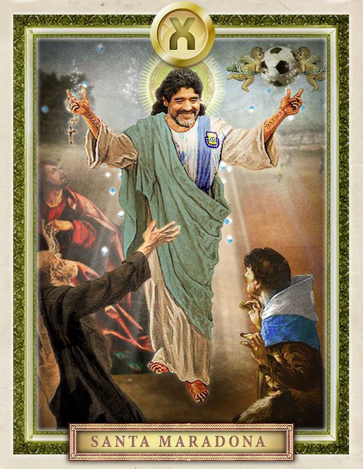 Imágenes o menciones de Diego Maradona nunca están de más cuando juega Argentina.