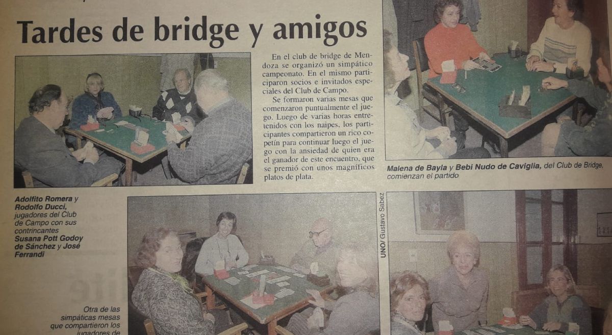 Reflejo de las actividades del Club de Bridge allá por el año 1996.