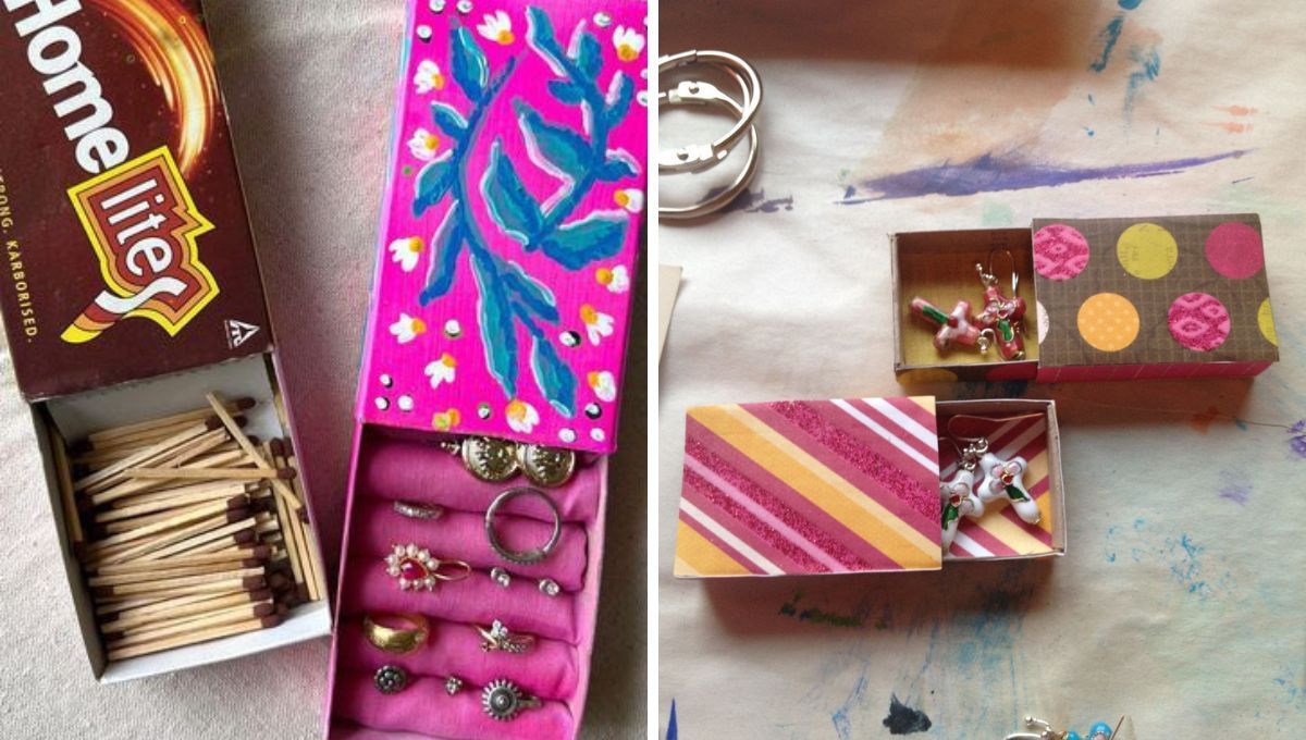 Cajas de fósforos recicladas y convertidas en alhajeros. Cajas de fósforos recicladas y convertidas en alhajeros. 