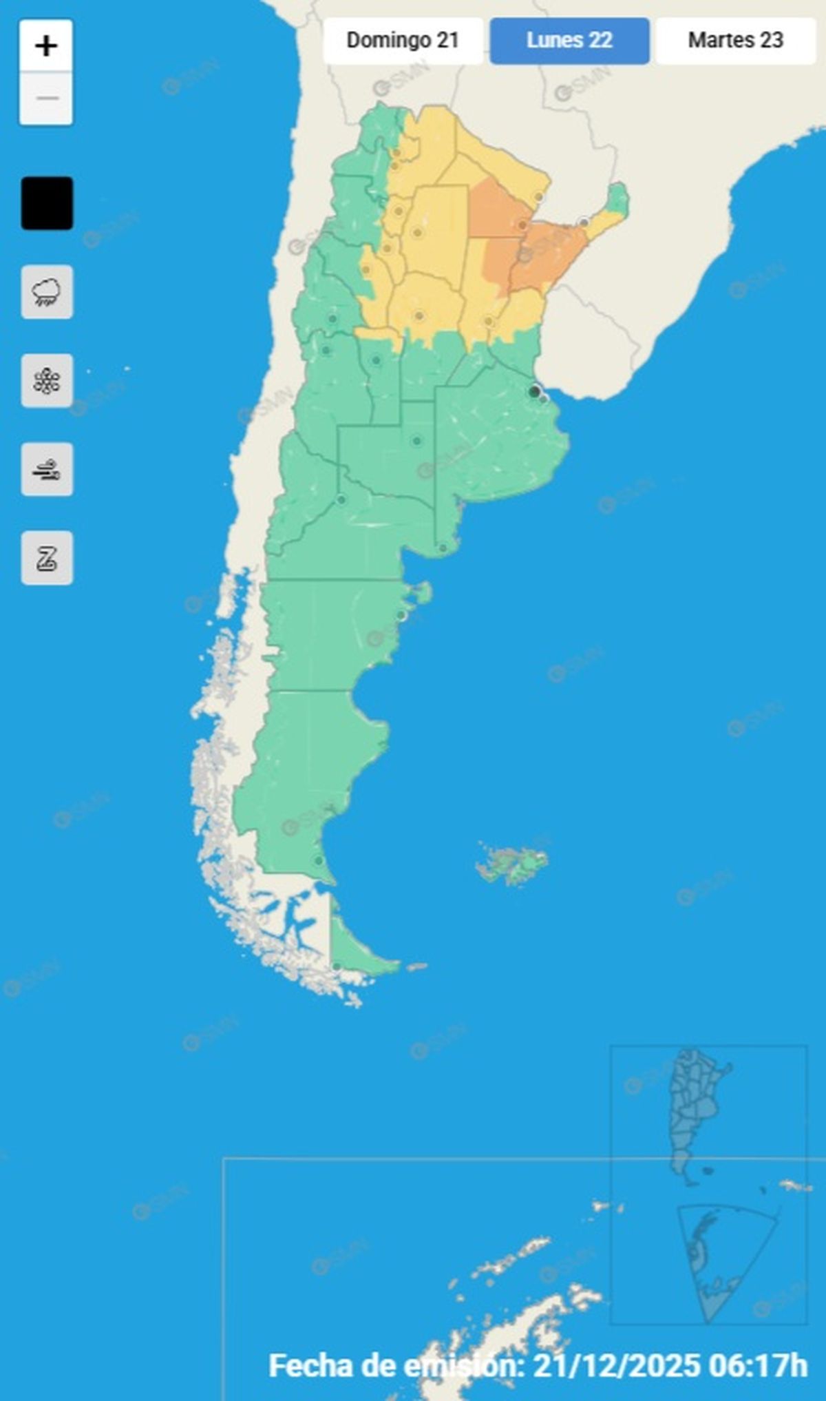 Estas son las provincias en alerta naranja.