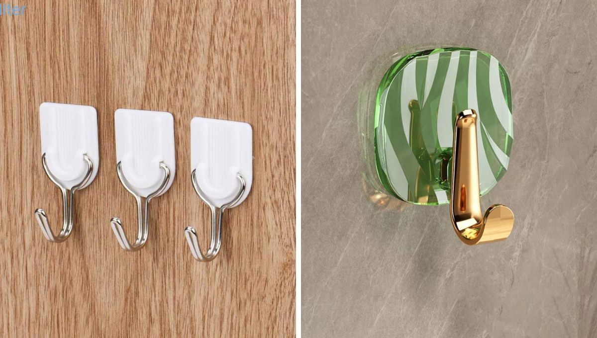 Los ganchos adhesivos sirven para colgar objetos sin dañar la pared. Los ganchos adhesivos sirven para colgar objetos sin dañar la pared. 