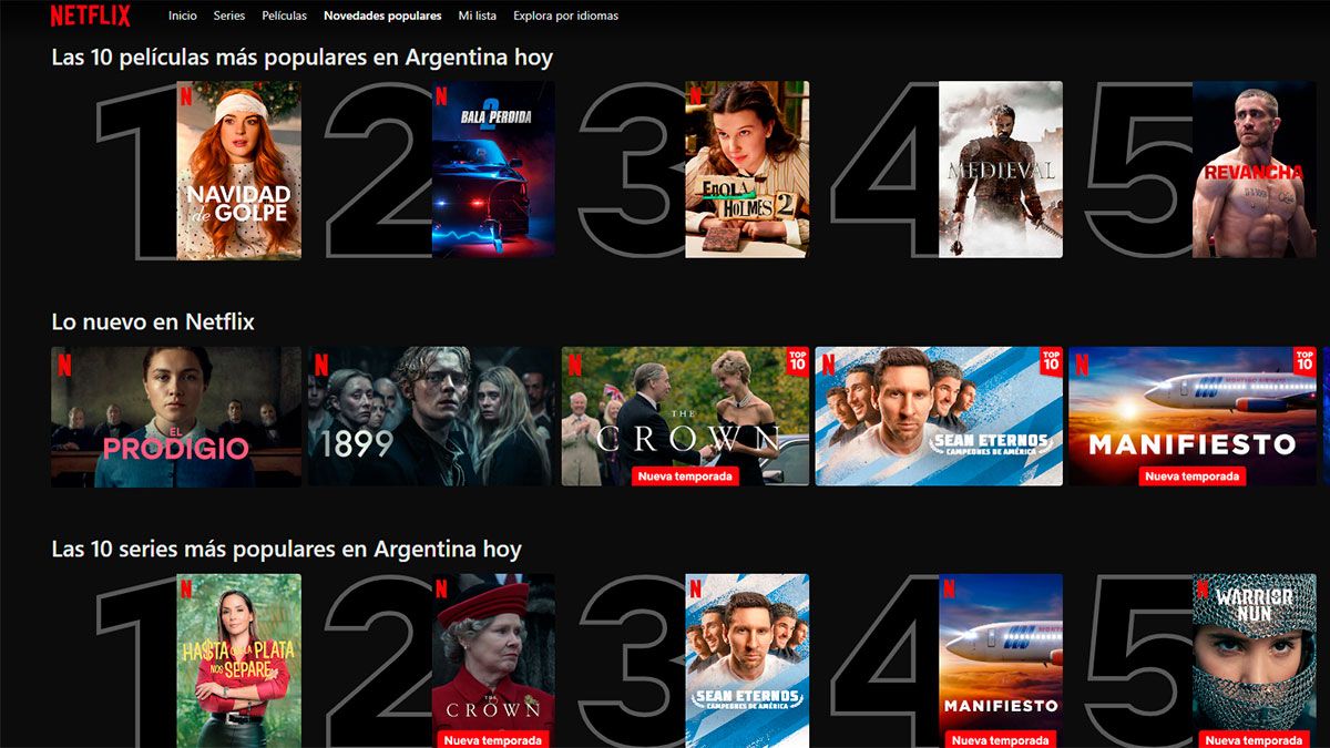 Las 40 series y películas de Netflix más buscadas en Argentina.