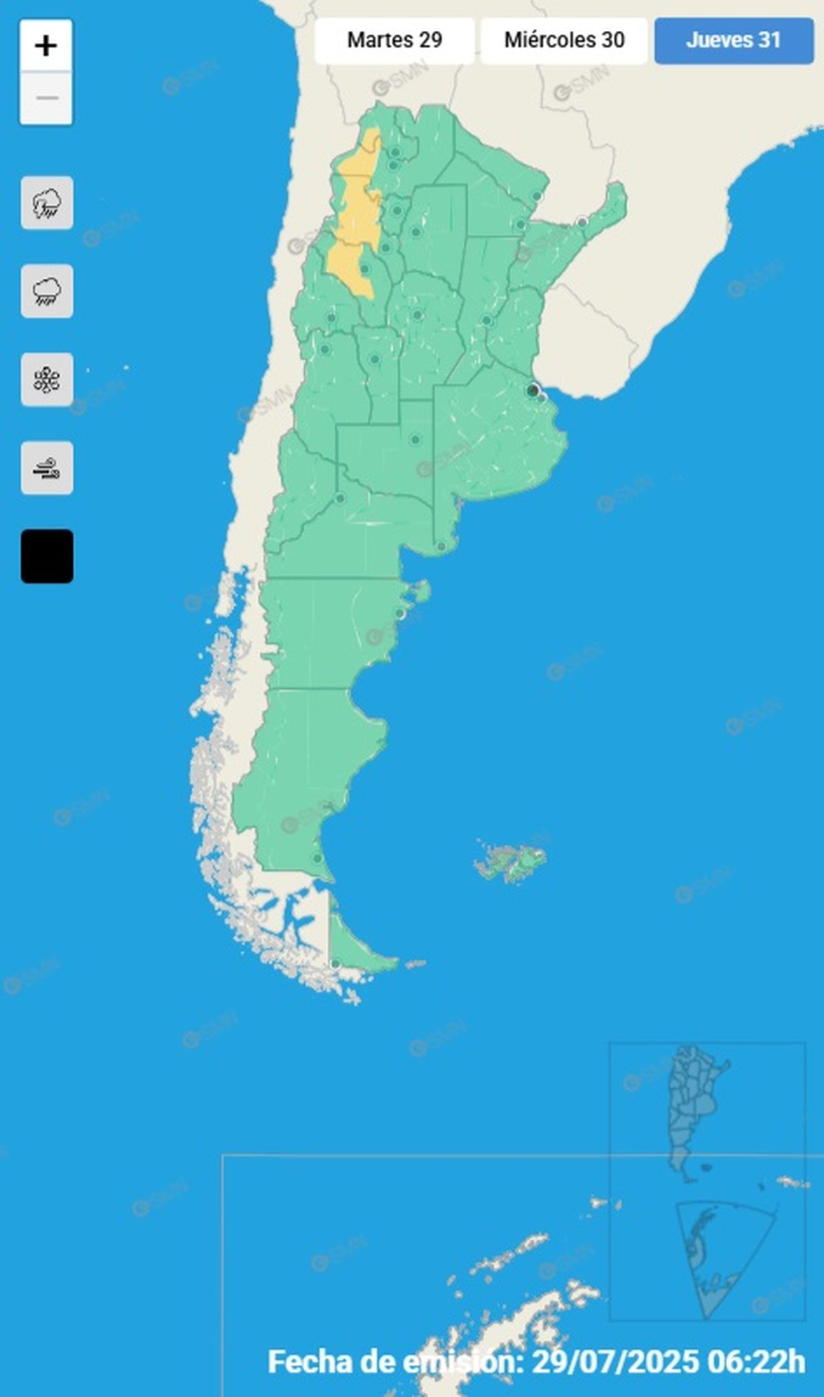 Estas son las provincias afectadas este jueves Estas son las provincias afectadas este jueves