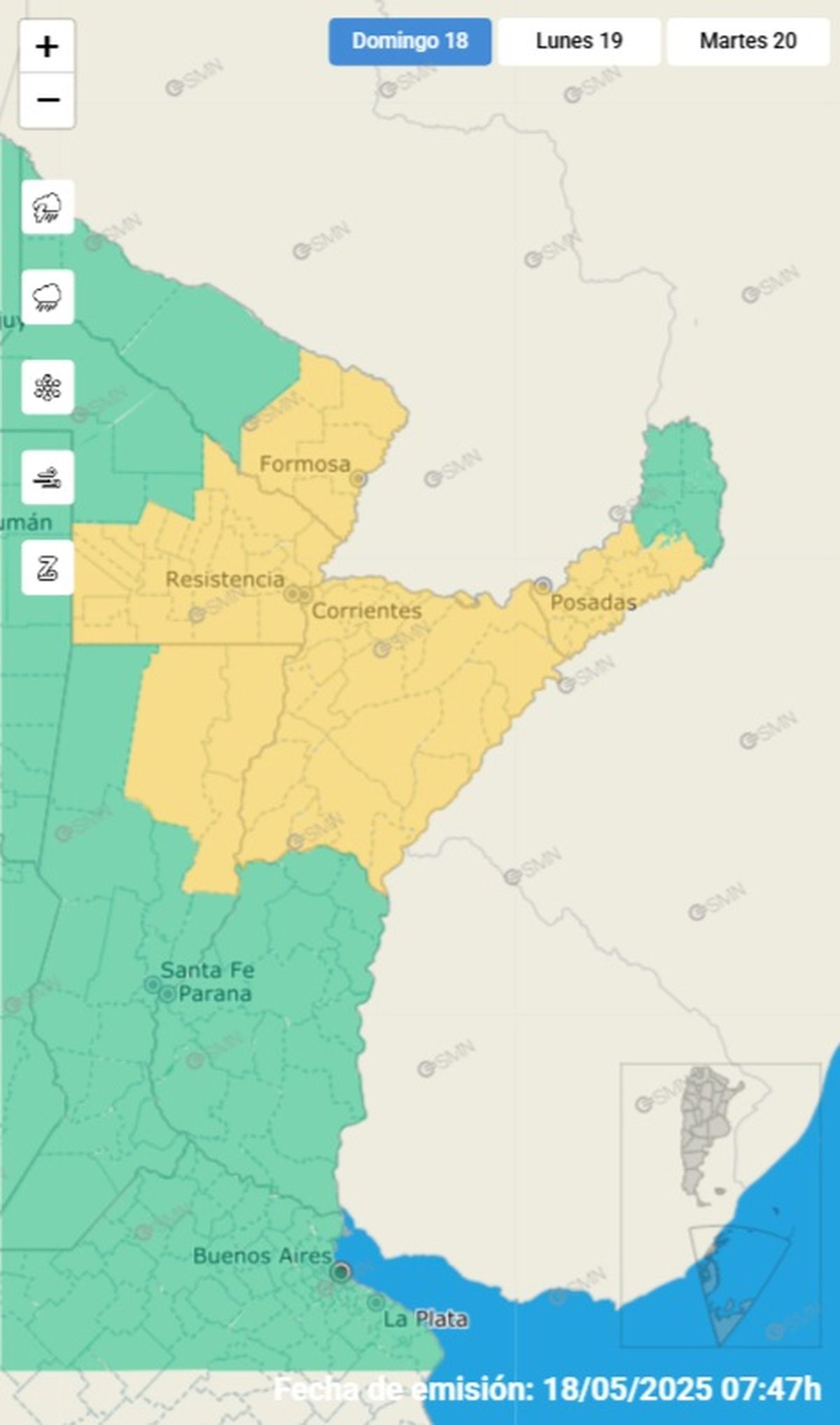 Estas son las provinias en alerta Estas son las provinias en alerta