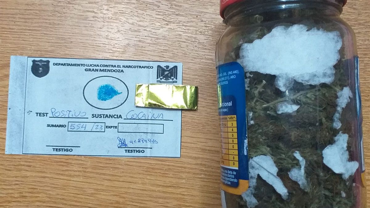 En una de las casas allanadas encontraron 14 frascos con flores de marihuana.