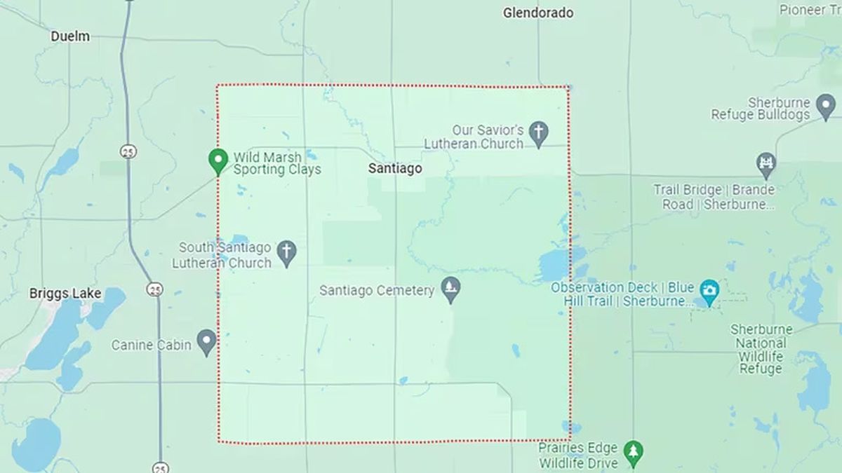 Mapa de Santiago Township, en Minnesota Estados Unidos. Crédito: Europa Press/Infobae: Mapa de Santiago Township, en Minnesota Estados Unidos. Crédito: Europa Press/Infobae:
