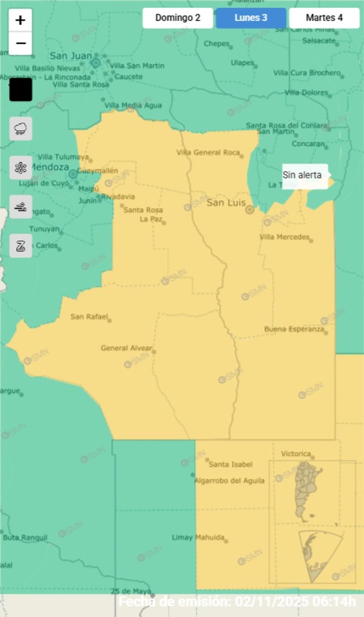 Estas son las provincias afectadas este lunes. Estas son las provincias afectadas este lunes.