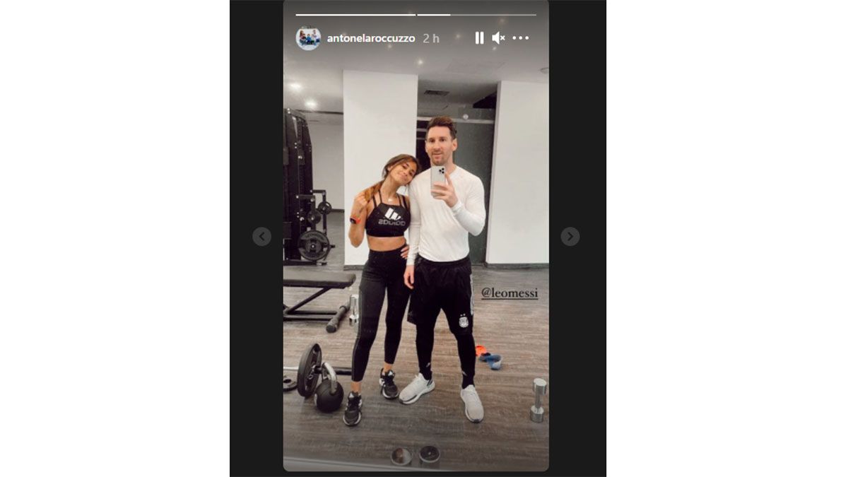 La foto de Lionel Messi entrenando con Antonela Roccuzzo