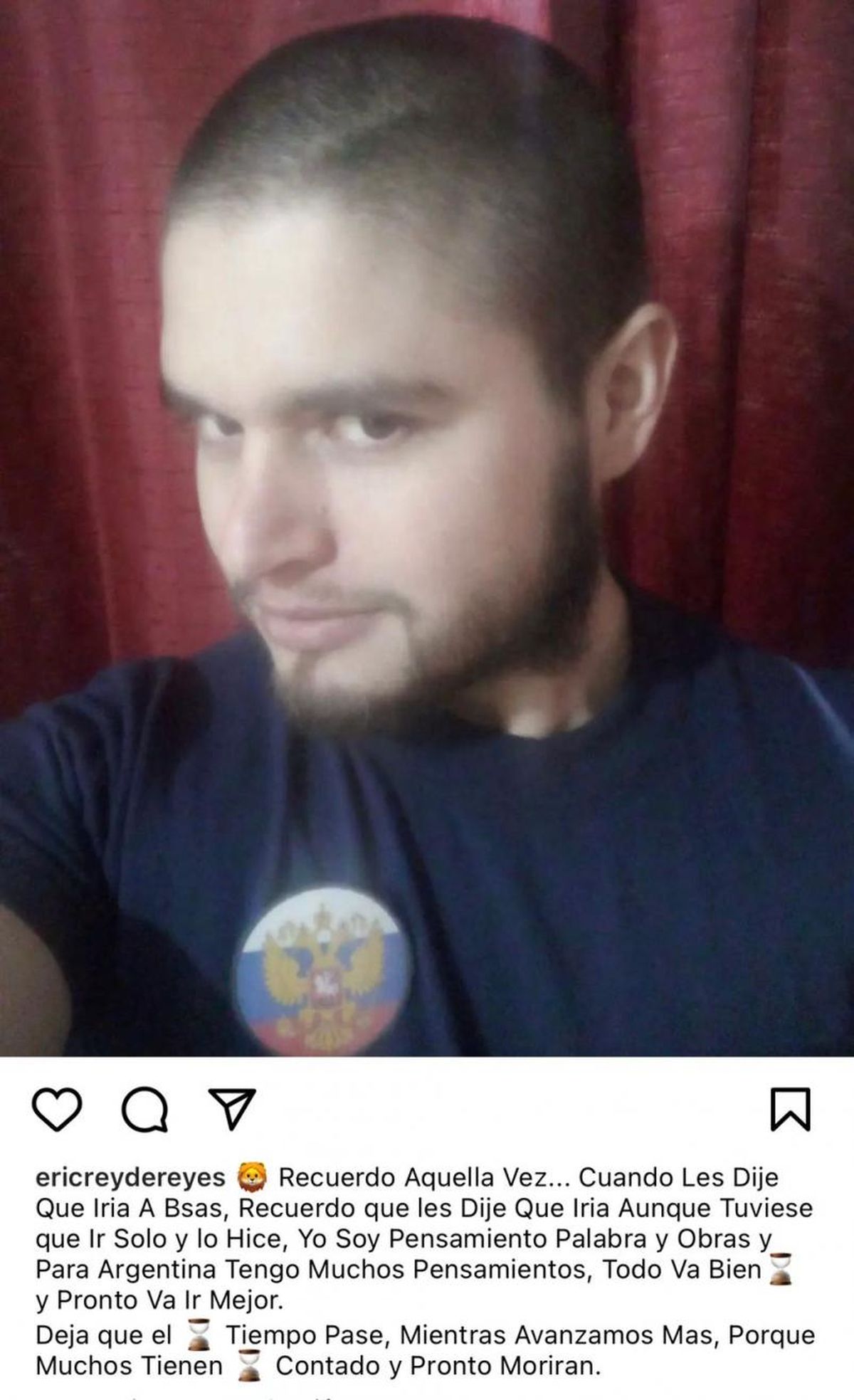 Publicación de Instagram de Eric Van De Velde.