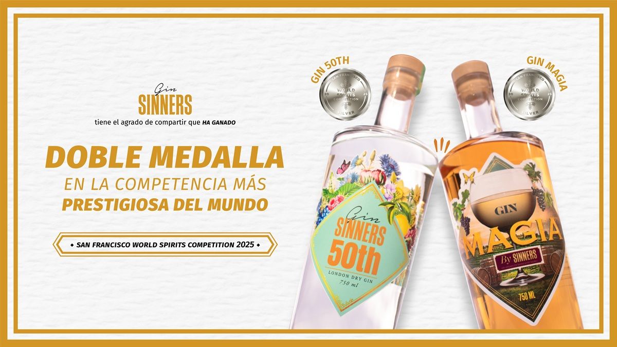 Sinners Gin ganó una doble medalla en la competencia más prestigiosa del mundo de las bebidas espirituosas. Imagen: Sinner Sinners Gin ganó una doble medalla en la competencia más prestigiosa del mundo de las bebidas espirituosas. Imagen: Sinner