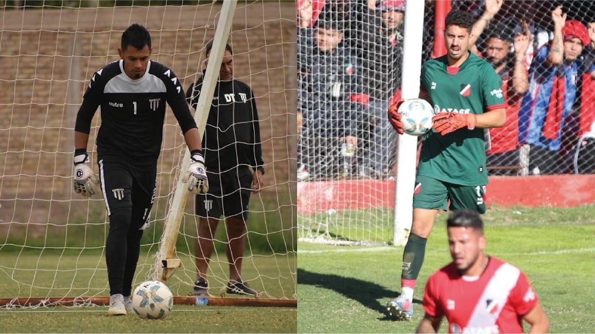 Luis Ojeda, el arquero del Lobo y Juan Pablo Noce, del Deportivo Maipú. Luis Ojeda, el arquero del Lobo y Juan Pablo Noce, del Deportivo Maipú.