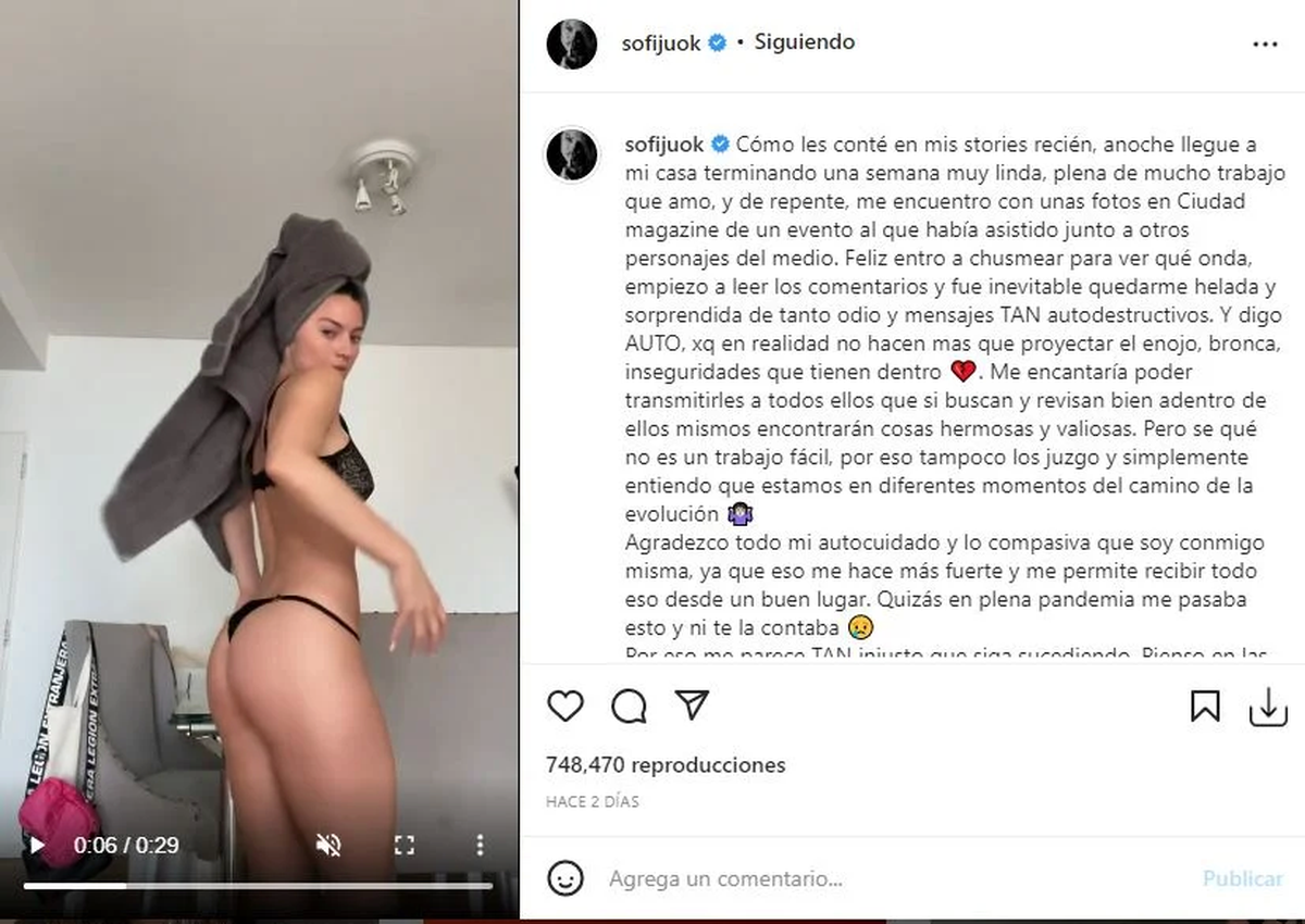 Jujuy Jiménez estalló tras las críticas a su cuerpo.