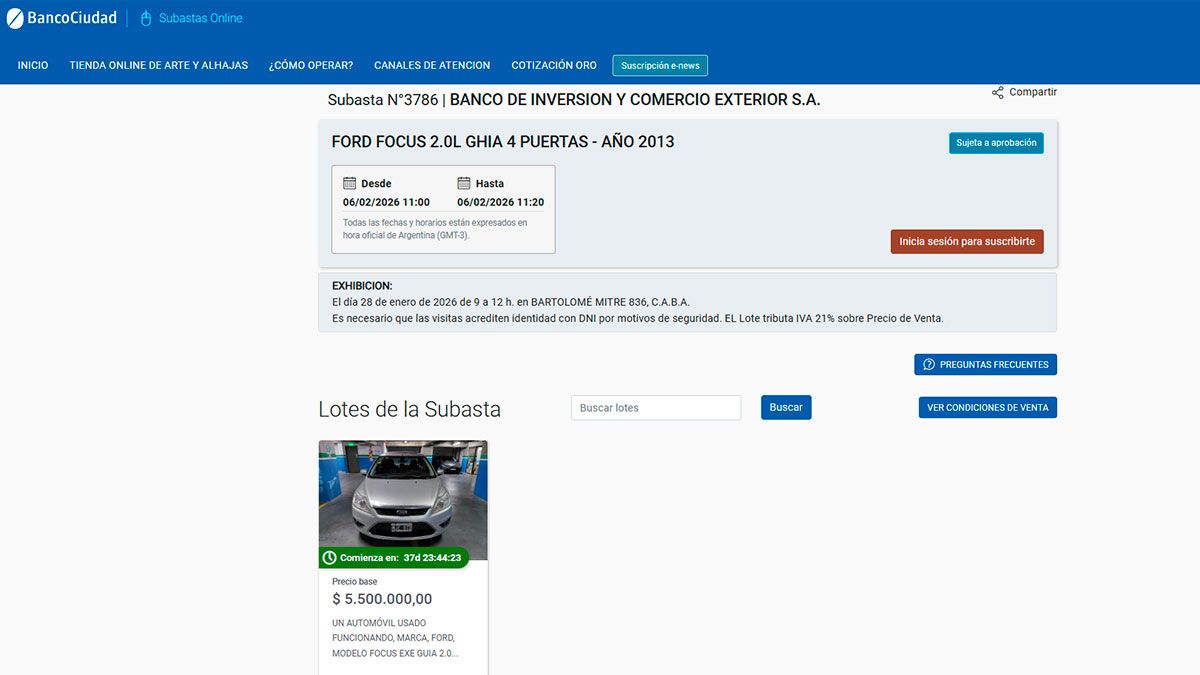 El Banco Ciudad subasta una gran variedad de bienes, que pueden incluir inmuebles (casas, departamentos), vehículos (autos y camionetas) y mercaderías en general.