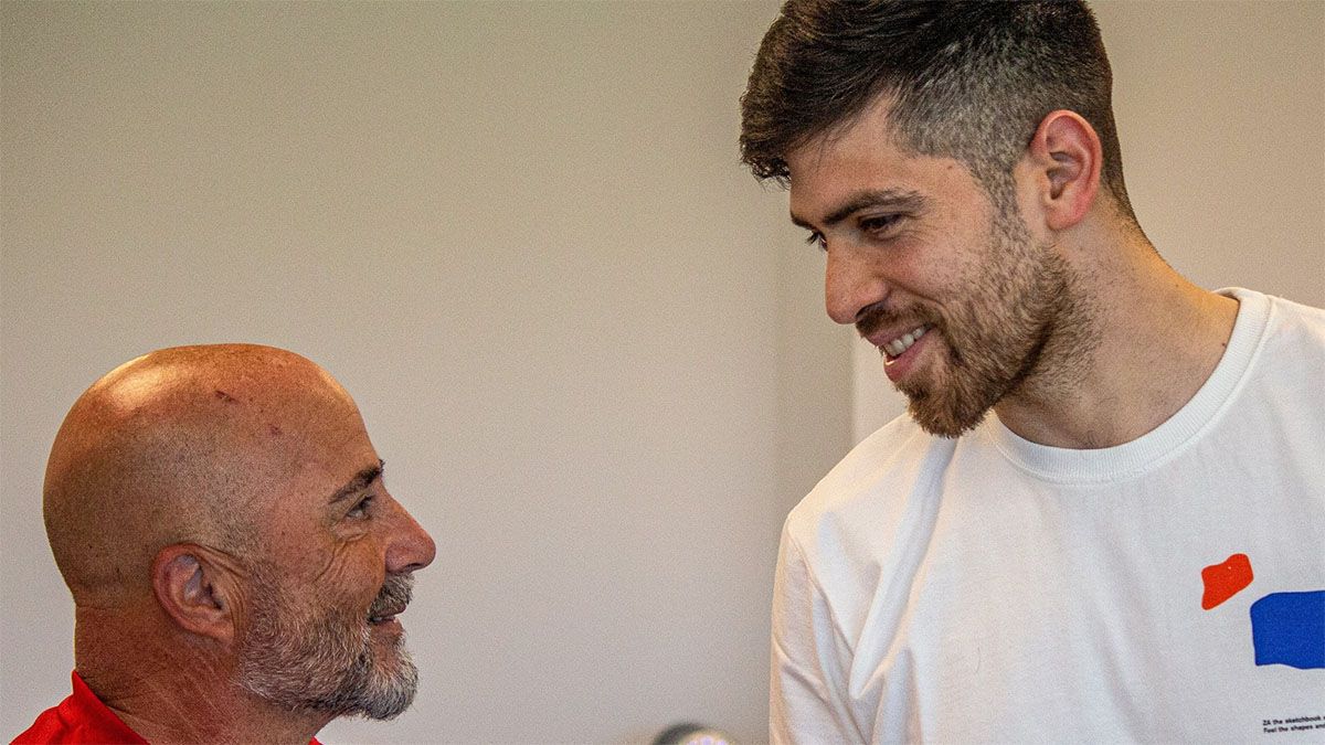 Jorge Sampaoli y Agustín Rossi.