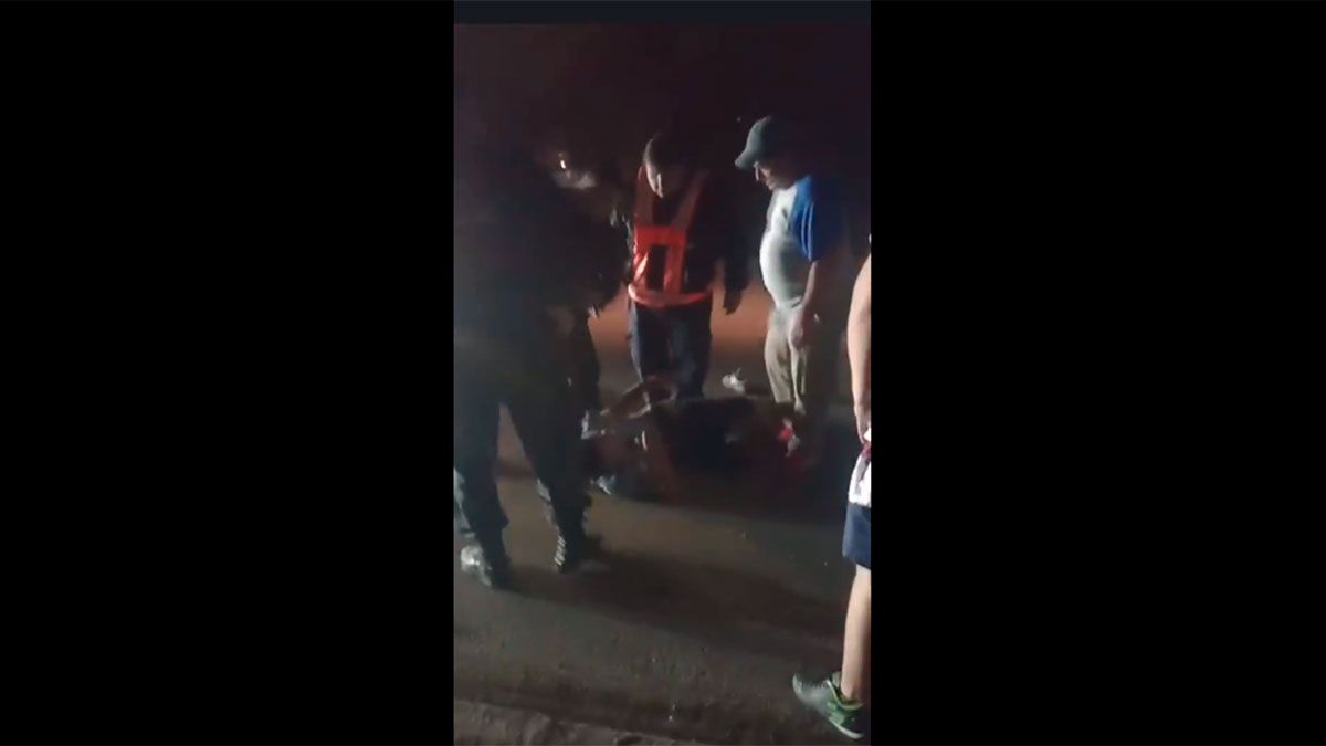 Pese a que el delincuente estaba tirado en el piso y pedía clemencia, el dueño de un vivero continuaba azotándolo. Pese a que el delincuente estaba tirado en el piso y pedía clemencia, el dueño de un vivero continuaba azotándolo.