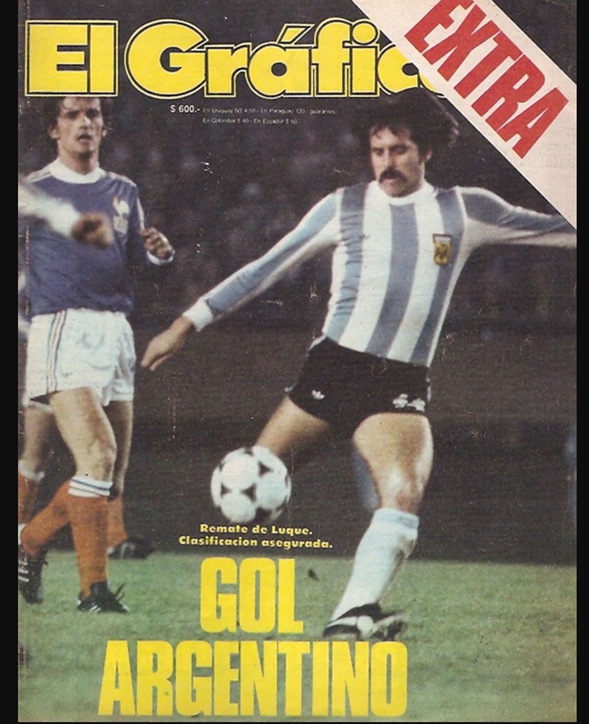 Luque en la tapa del número especial de El Gráfico, tras 2 a 1 ante los galos