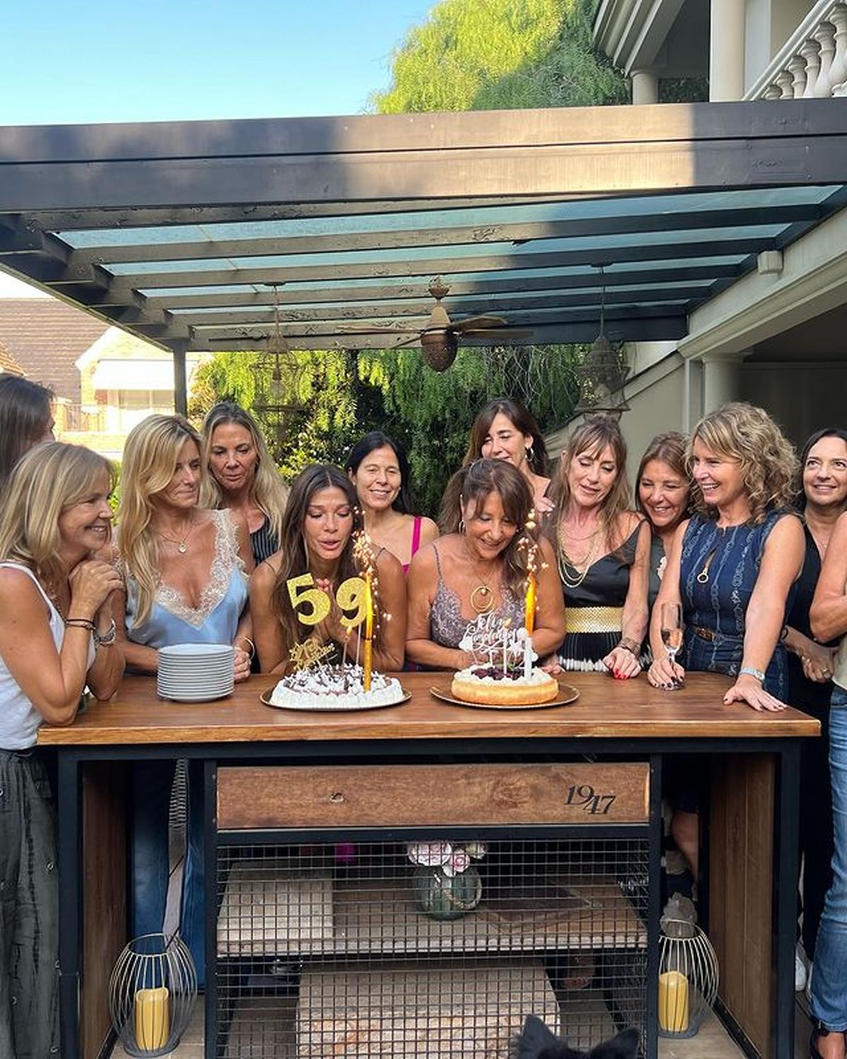 Las fotos de la fiesta de 59 de Cathy Fulop: silver look, vestido al ras y ultra shiny.