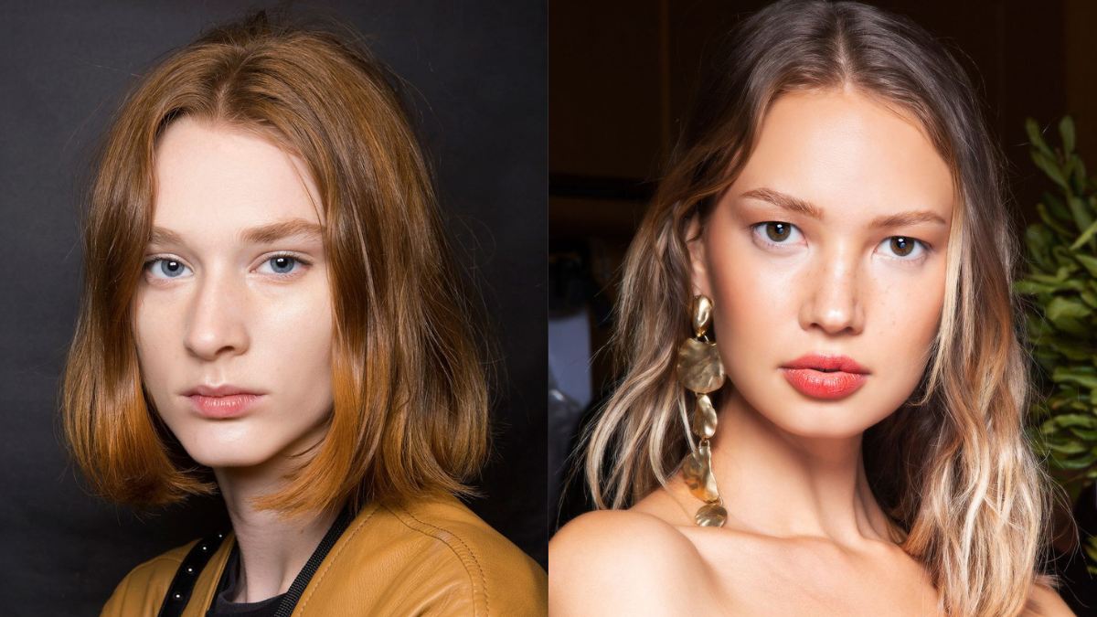 Melena de largo recto en tonos cobrizos y long bob con mechas en color manteca. Melena de largo recto en tonos cobrizos y long bob con mechas en color manteca.