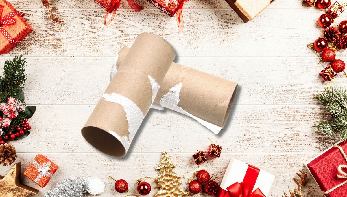 Con los rollos de papel higiénico o de cocina, crea estos hermosos adornos navideños