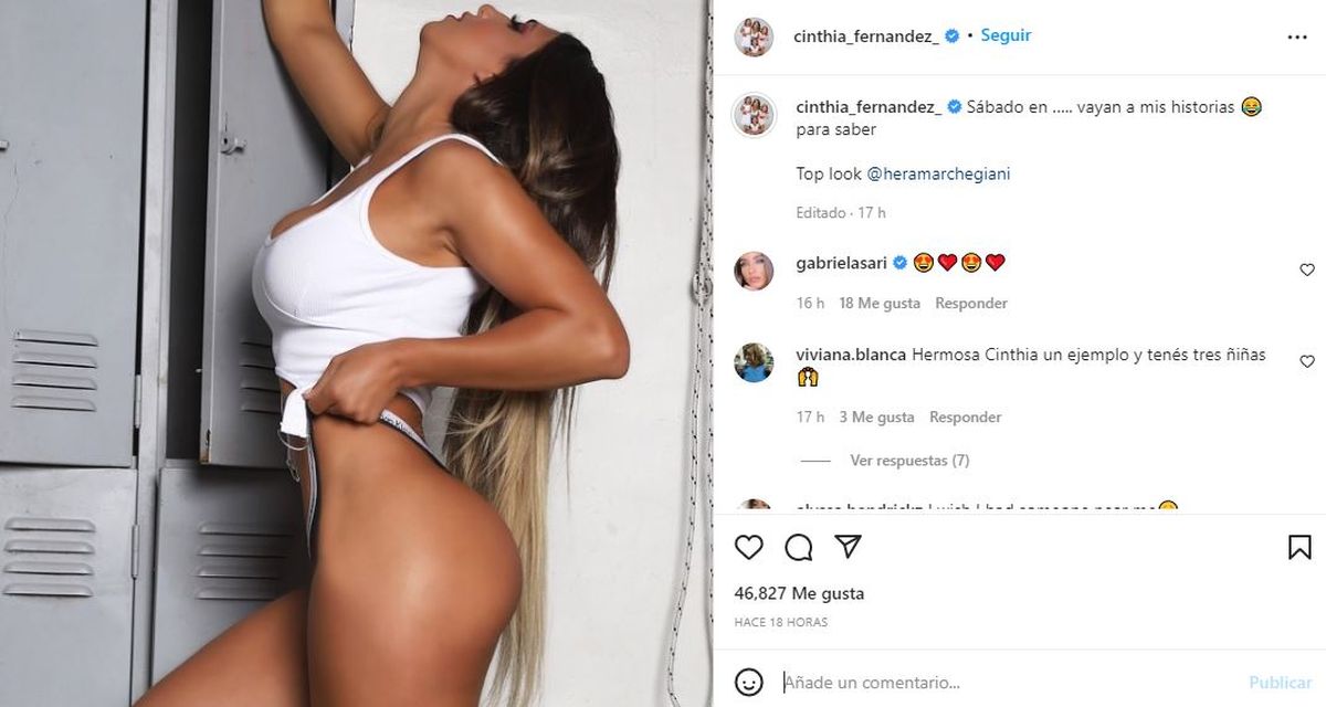 El contundente posteo de Cinthia Fernández en Instagram.