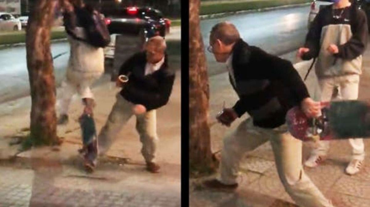Se picó mal. Video: feroz pelea entre un skater y un peatón.