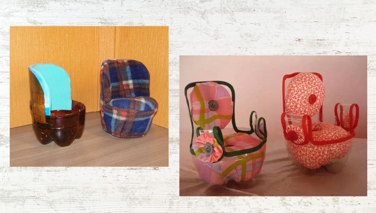 Las botellas de plástico pueden convertirse en sillones para las muñecas. Las botellas de plástico pueden convertirse en sillones para las muñecas. 